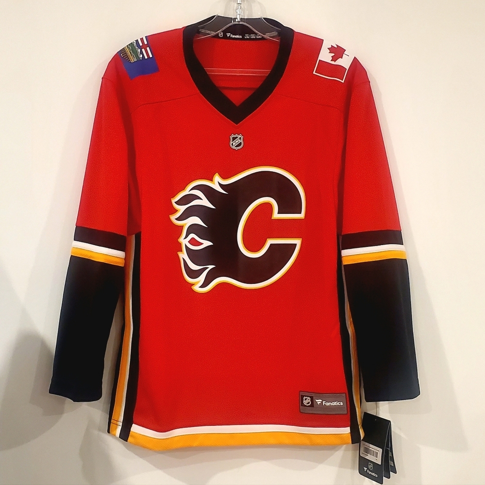 NEW Calgary Flames Hockey Jersey NHL Licensed Fanatics Youth L/XL Large Fandom